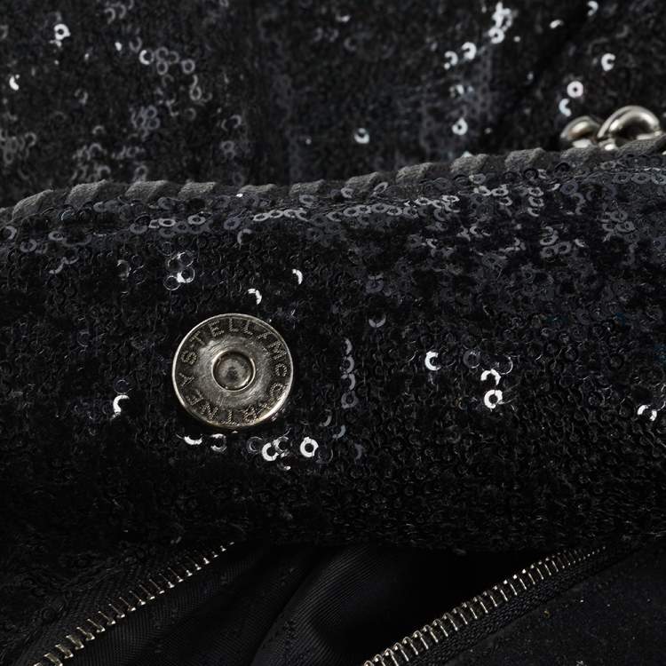 Pre Owned Stella McCartney Black Sequence Small Falabella Tote