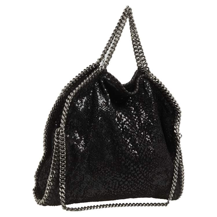 Pre Owned Stella McCartney Black Sequence Small Falabella Tote