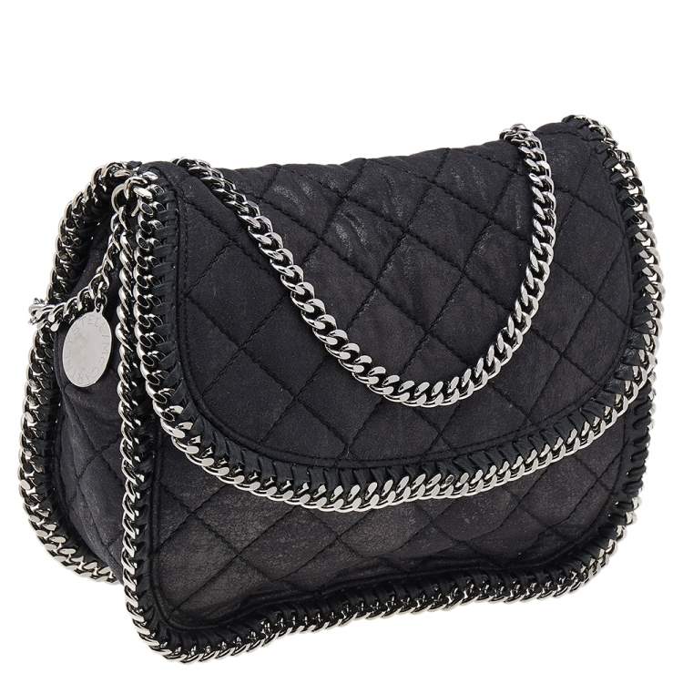 Pre Owned Stella McCartney Black Faux Quilted Leather Falabella Shoulder Bag