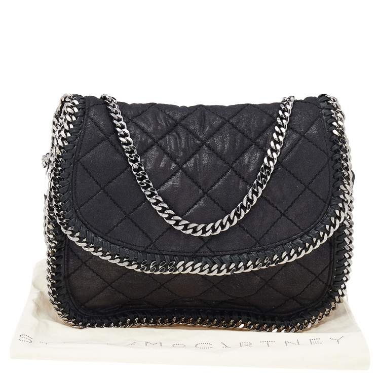 Pre Owned Stella McCartney Black Faux Quilted Leather Falabella Shoulder Bag