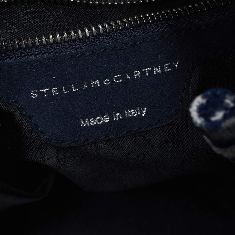 مملوكة مسبقًا Stella McCartney Navy Blue Leopard Print Velvet Small Falabella Tote