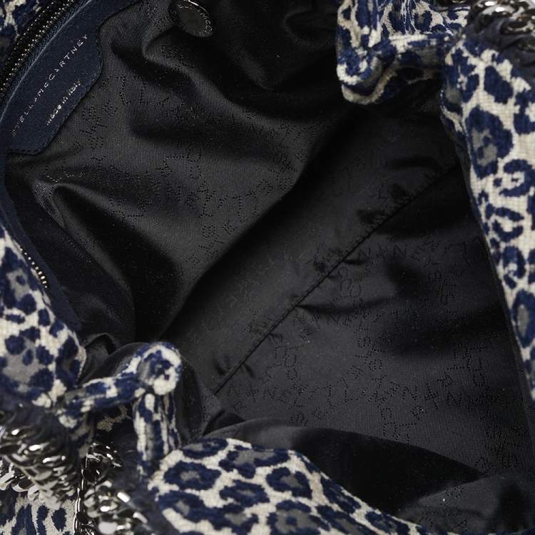 مملوكة مسبقًا Stella McCartney Navy Blue Leopard Print Velvet Small Falabella Tote