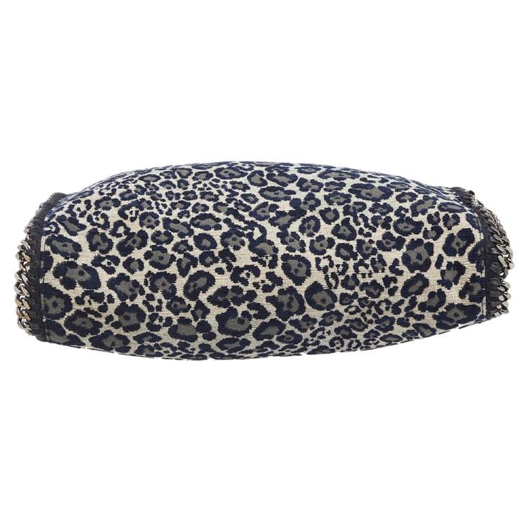 مملوكة مسبقًا Stella McCartney Navy Blue Leopard Print Velvet Small Falabella Tote