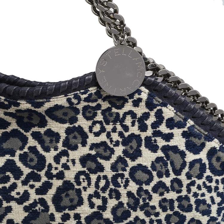 مملوكة مسبقًا Stella McCartney Navy Blue Leopard Print Velvet Small Falabella Tote
