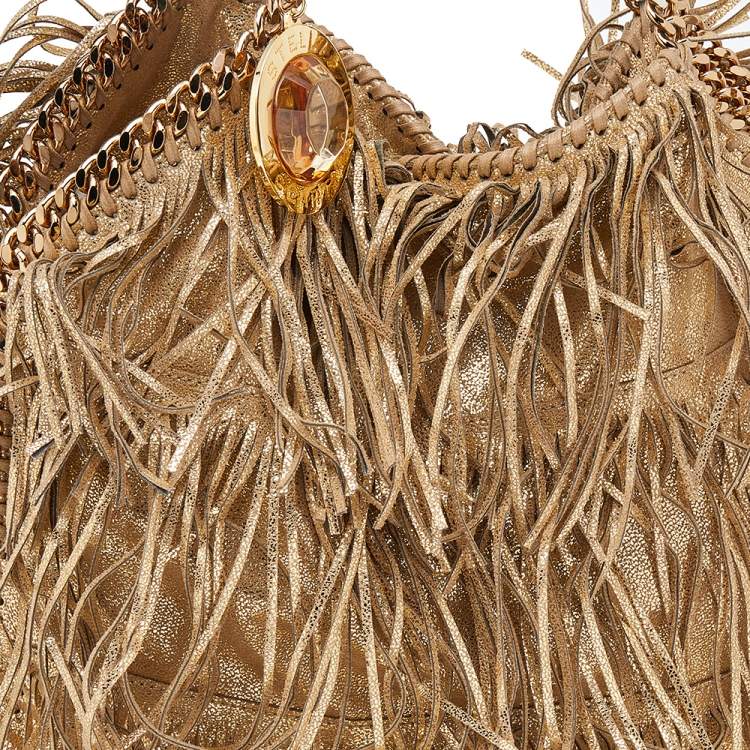 مملوكة مسبقًا Stella McCartney Gold Faux Leather Fringe Falabella Shoulder Bag