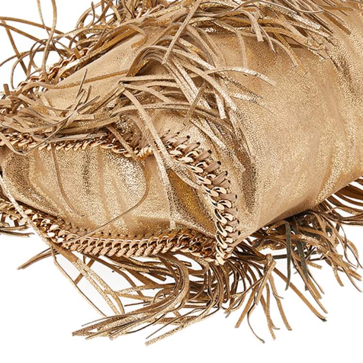 مملوكة مسبقًا Stella McCartney Gold Faux Leather Fringe Falabella Shoulder Bag