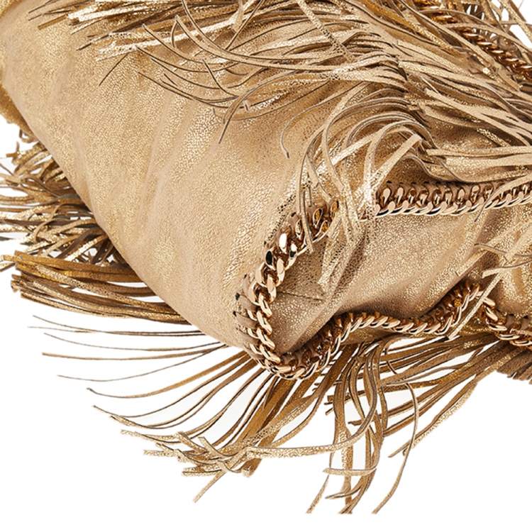 مملوكة مسبقًا Stella McCartney Gold Faux Leather Fringe Falabella Shoulder Bag