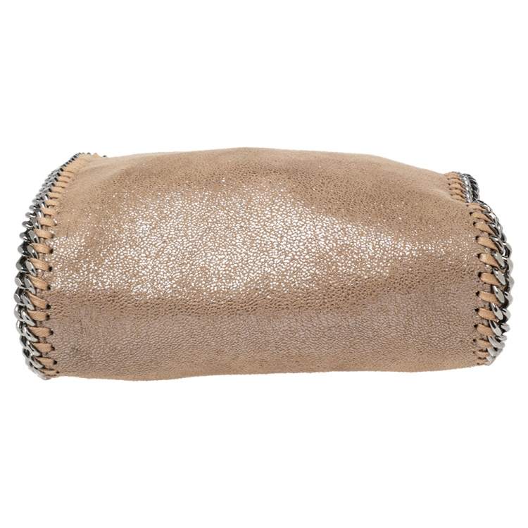 Pre Owned Stella McCartney Metallic Beige Faux Leather Tiny Falabella Shoulder Bag