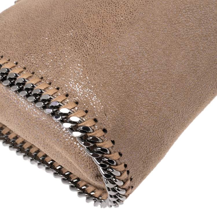 Pre Owned Stella McCartney Metallic Beige Faux Leather Tiny Falabella Shoulder Bag