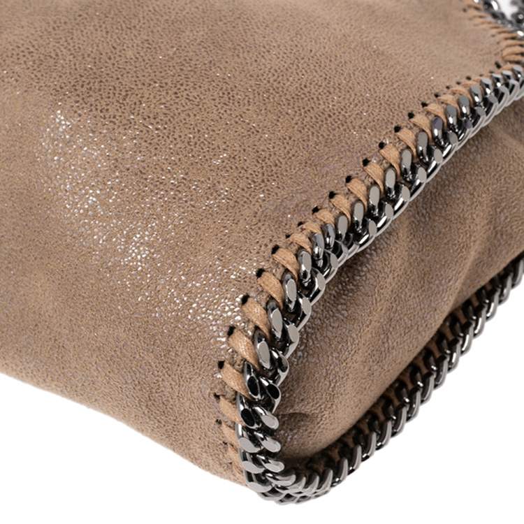 Pre Owned Stella McCartney Metallic Beige Faux Leather Tiny Falabella Shoulder Bag