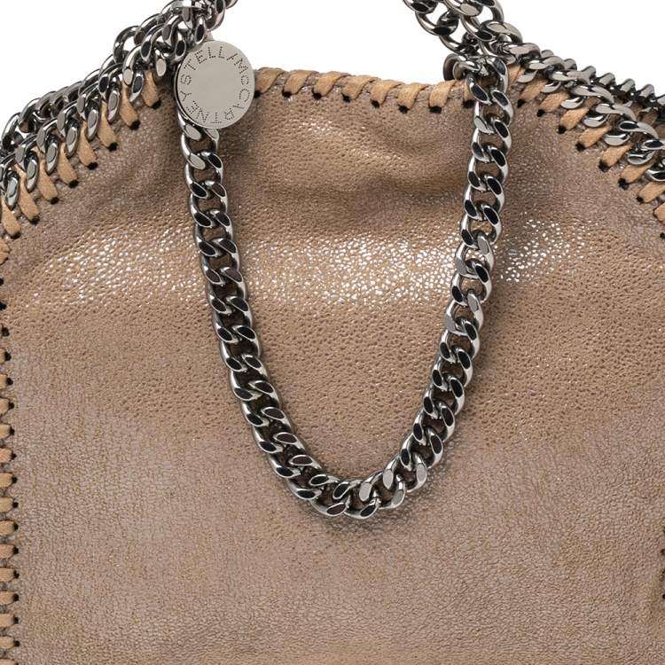 Pre Owned Stella McCartney Metallic Beige Faux Leather Tiny Falabella Shoulder Bag