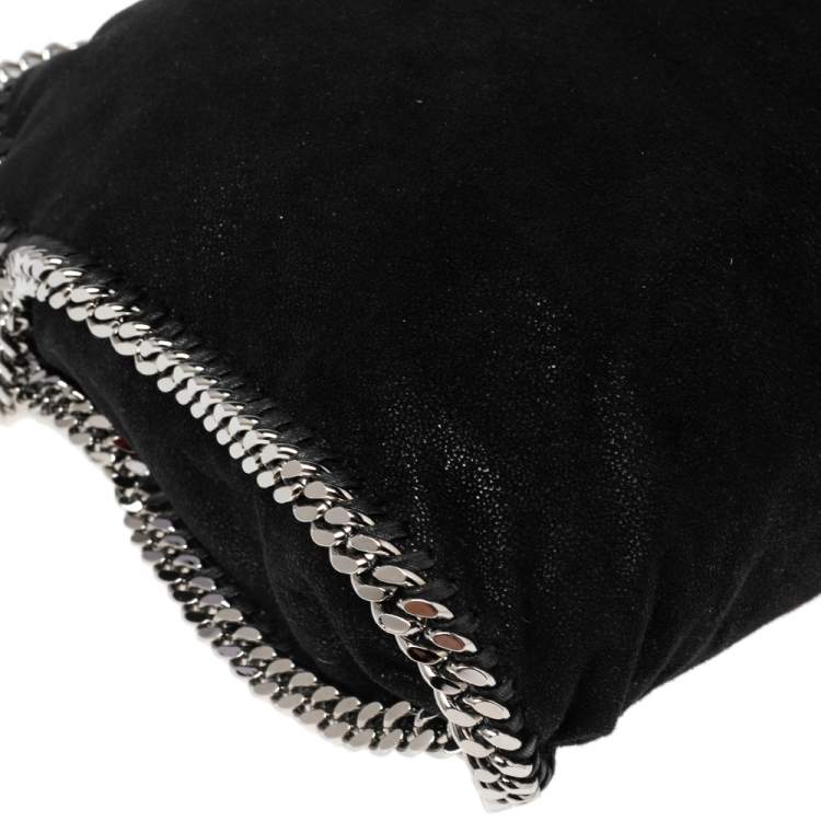 Pre Owned Stella McCartney Metallic Black Faux Suede Small Falabella Tote