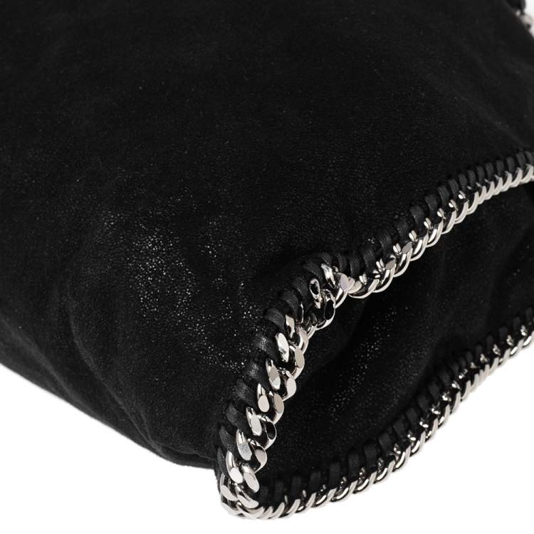 Pre Owned Stella McCartney Metallic Black Faux Suede Small Falabella Tote