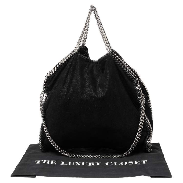 Pre Owned Stella McCartney Metallic Black Faux Suede Small Falabella Tote