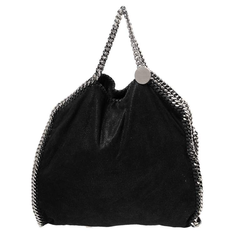 Pre Owned Stella McCartney Metallic Black Faux Suede Small Falabella Tote