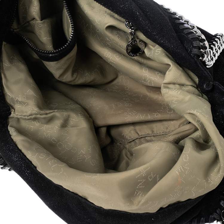 Pre Owned Stella McCartney Metallic Black Faux Suede Small Falabella Tote