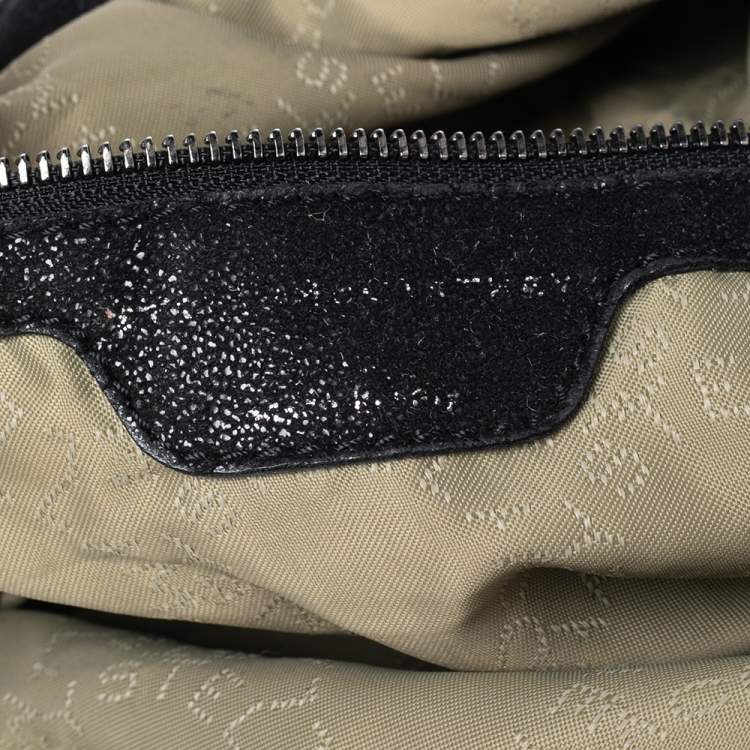 Pre Owned Stella McCartney Metallic Black Faux Suede Small Falabella Tote