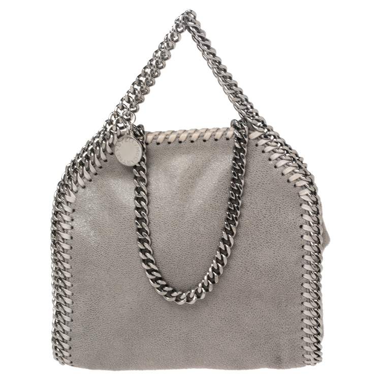 Pre Owned Stella McCartney Grey Faux Suede Tiny Falabella Shoulder Bag