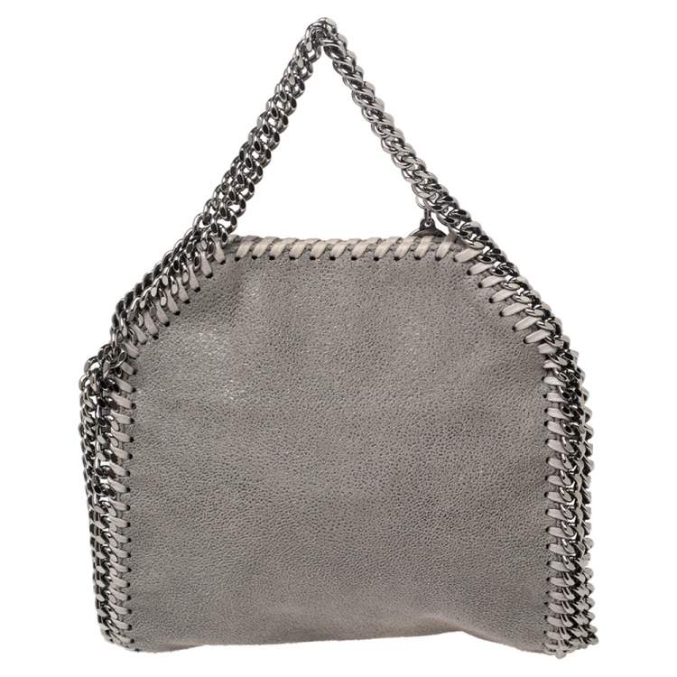 Pre Owned Stella McCartney Grey Faux Suede Tiny Falabella Shoulder Bag