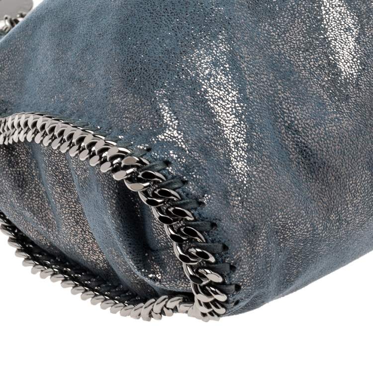 Pre Owned Stella McCartney Blue/Silver Laminated Faux Suede Small Falabella Tote