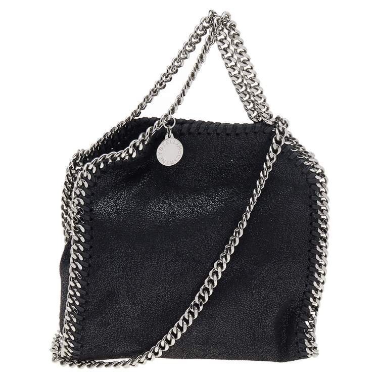 Pre Owned Stella McCartney Black Faux Leather Tiny Falabella Shoulder Bag