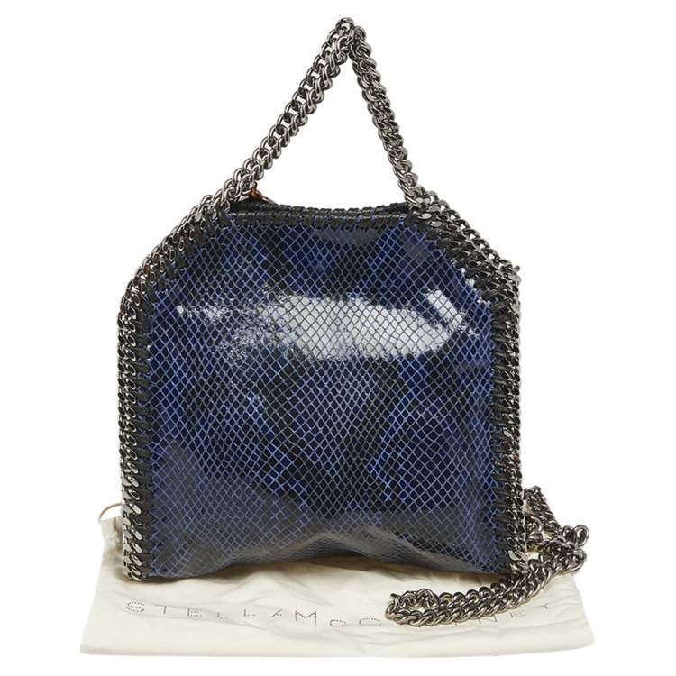 Pre Owned Stella McCartney Black/Blue Faux Snakeskin Leather Tiny Falabella Tote