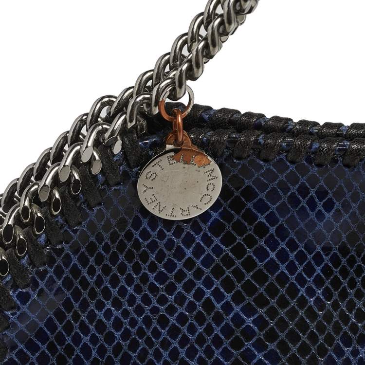 Pre Owned Stella McCartney Black/Blue Faux Snakeskin Leather Tiny Falabella Tote