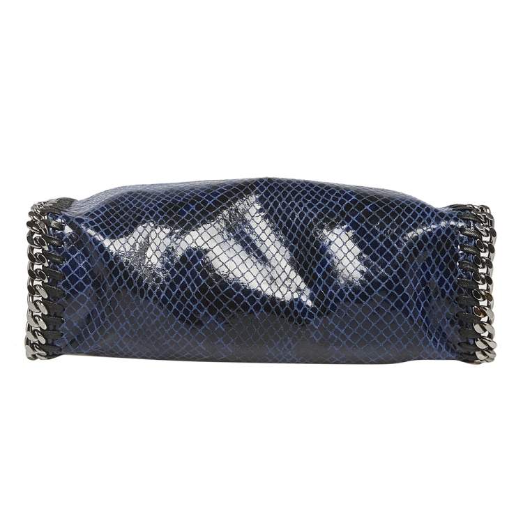Pre Owned Stella McCartney Black/Blue Faux Snakeskin Leather Tiny Falabella Tote
