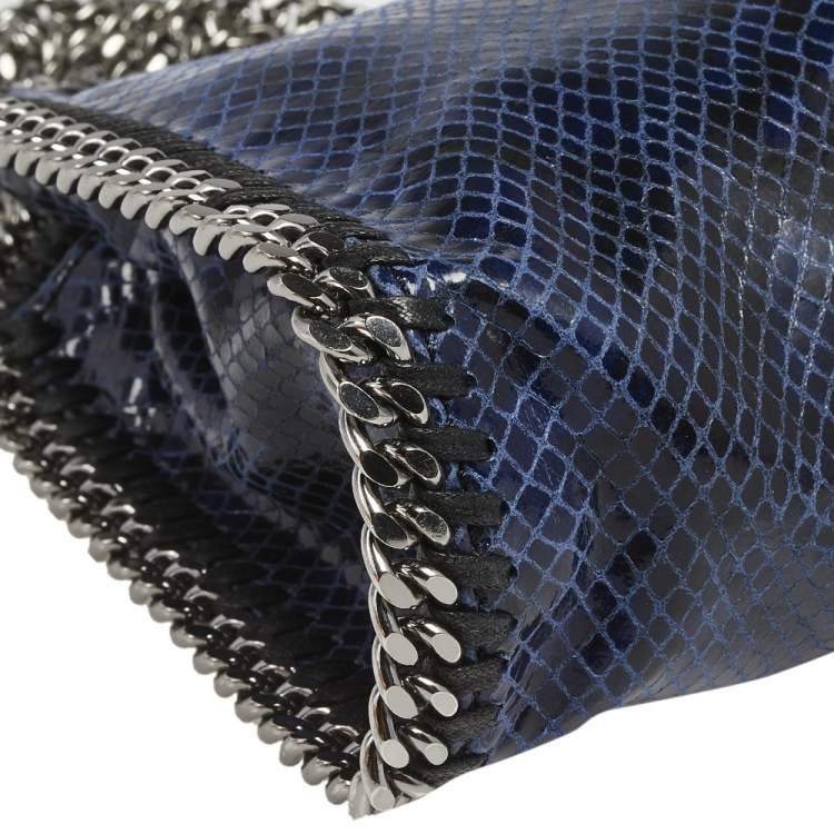 Pre Owned Stella McCartney Black/Blue Faux Snakeskin Leather Tiny Falabella Tote