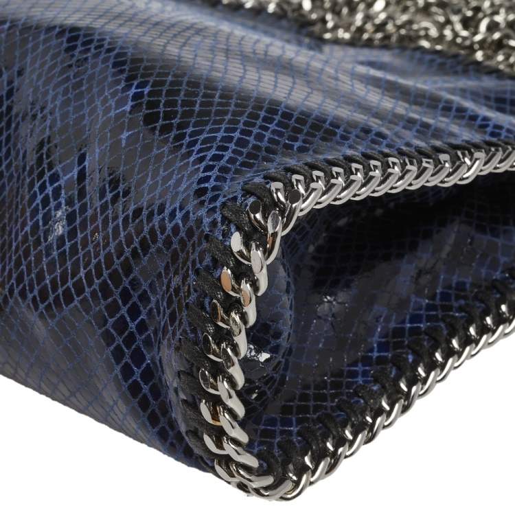 Pre Owned Stella McCartney Black/Blue Faux Snakeskin Leather Tiny Falabella Tote