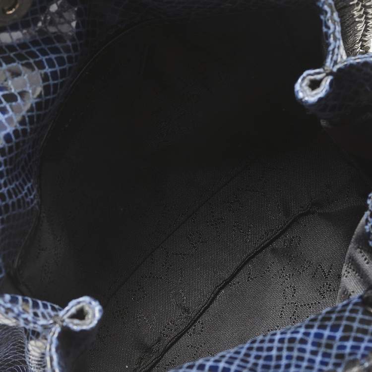Pre Owned Stella McCartney Black/Blue Faux Snakeskin Leather Tiny Falabella Tote