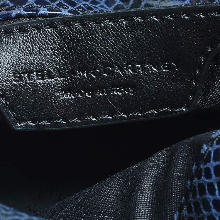 Pre Owned Stella McCartney Black/Blue Faux Snakeskin Leather Tiny Falabella Tote