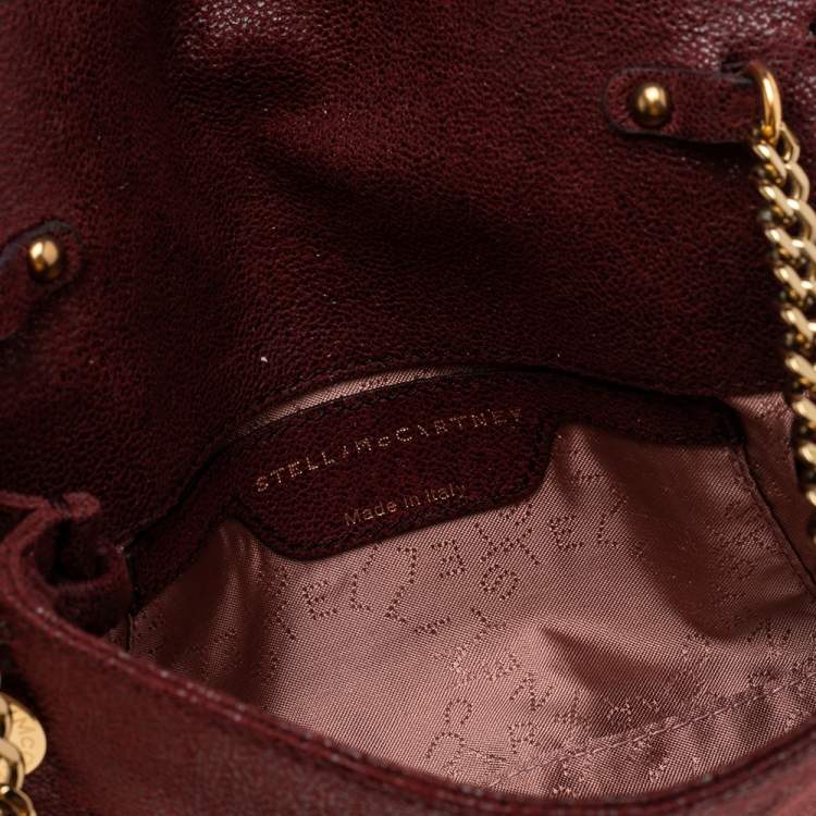 Pre Owned Stella McCartney Dark Red Faux Suede Falabella Flap Shoulder Bag