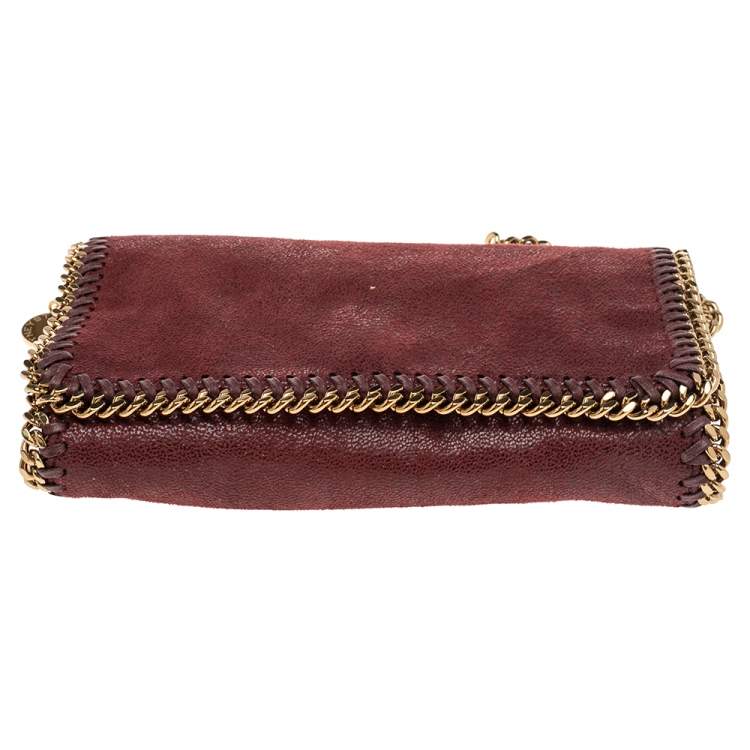 Pre Owned Stella McCartney Dark Red Faux Suede Falabella Flap Shoulder Bag
