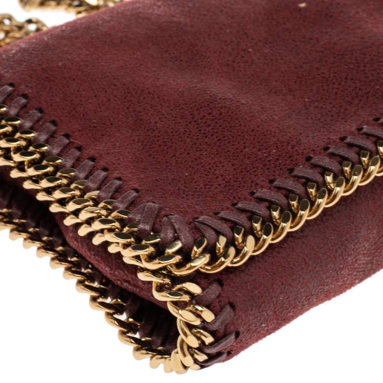 Pre Owned Stella McCartney Dark Red Faux Suede Falabella Flap Shoulder Bag