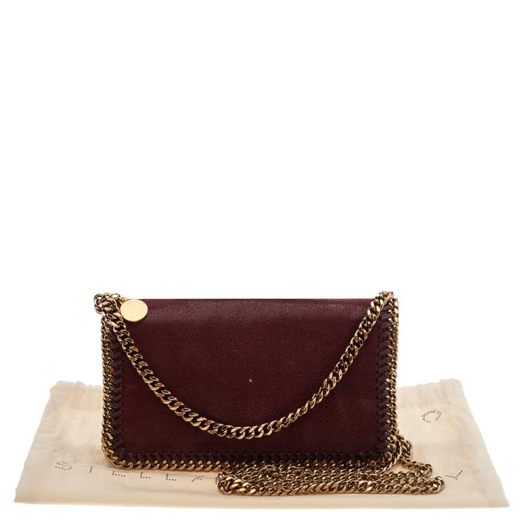 Pre Owned Stella McCartney Dark Red Faux Suede Falabella Flap Shoulder Bag