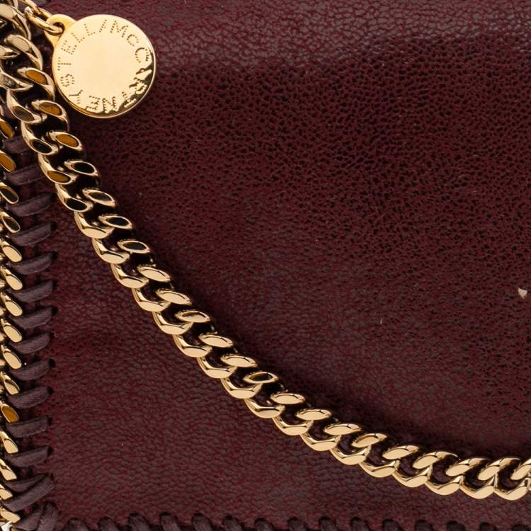Pre Owned Stella McCartney Dark Red Faux Suede Falabella Flap Shoulder Bag
