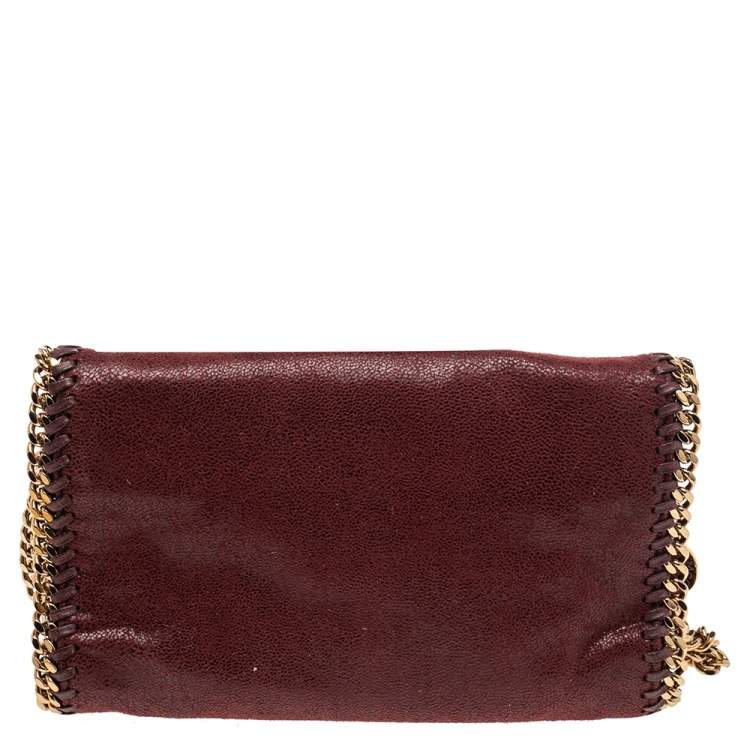 Pre Owned Stella McCartney Dark Red Faux Suede Falabella Flap Shoulder Bag