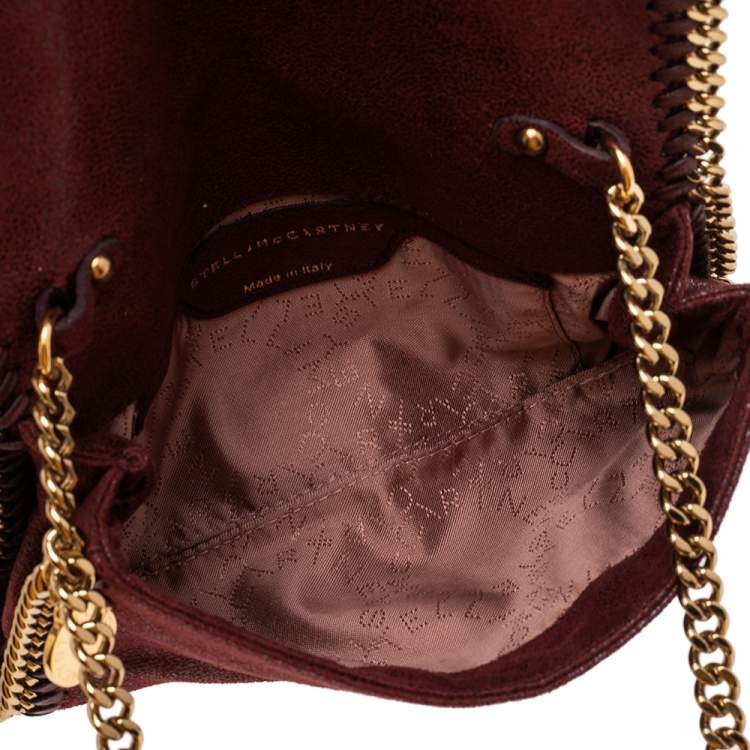 Pre Owned Stella McCartney Dark Red Faux Suede Falabella Flap Shoulder Bag