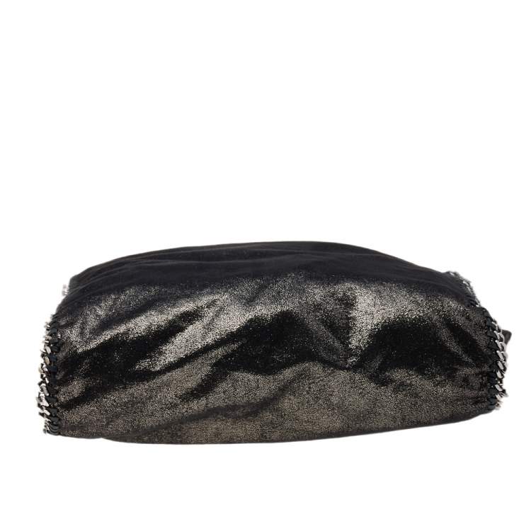 Pre Owned Stella McCartney Black Shimmering Faux Suede Large Falabella Tote