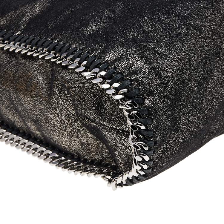 Pre Owned Stella McCartney Black Shimmering Faux Suede Large Falabella Tote