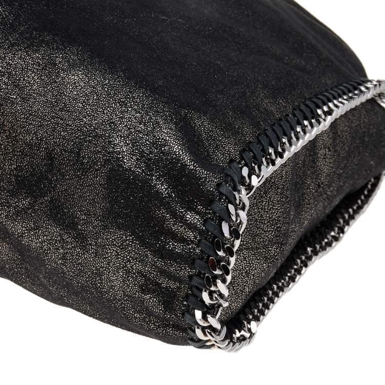 Pre Owned Stella McCartney Black Shimmering Faux Suede Large Falabella Tote