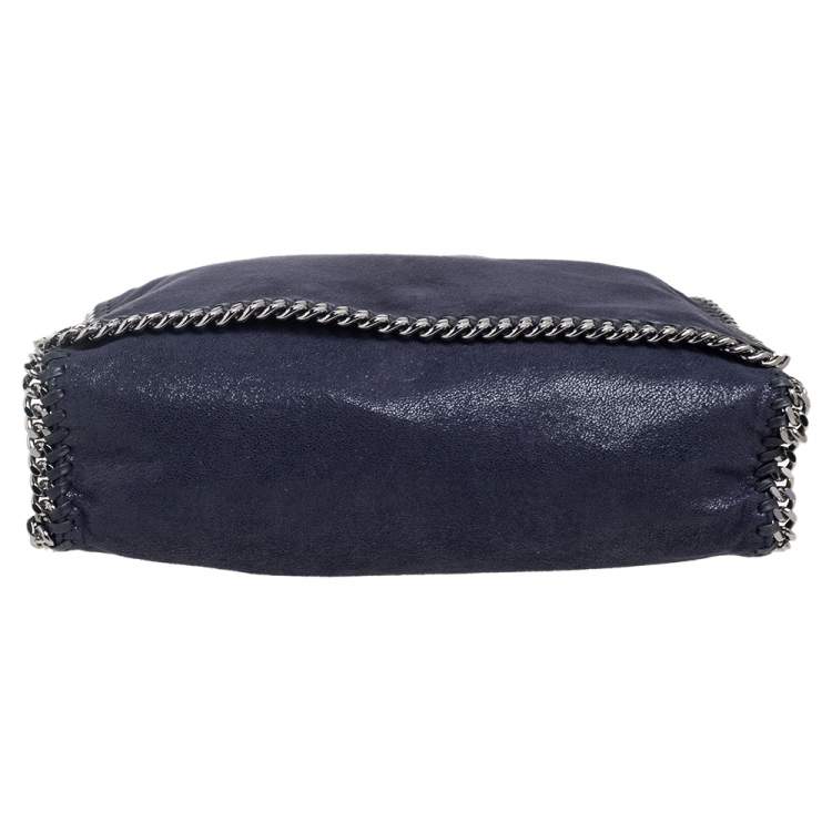 Pre Owned Stella McCartney Navy Blue Faux Suede Falabella Flap Shoulder Bag