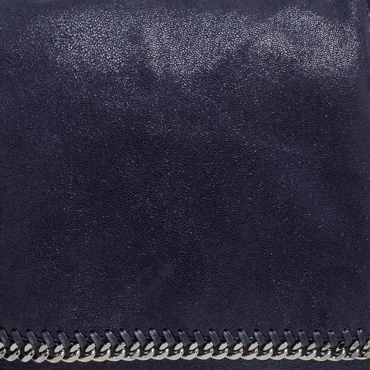 Pre Owned Stella McCartney Navy Blue Faux Suede Falabella Flap Shoulder Bag