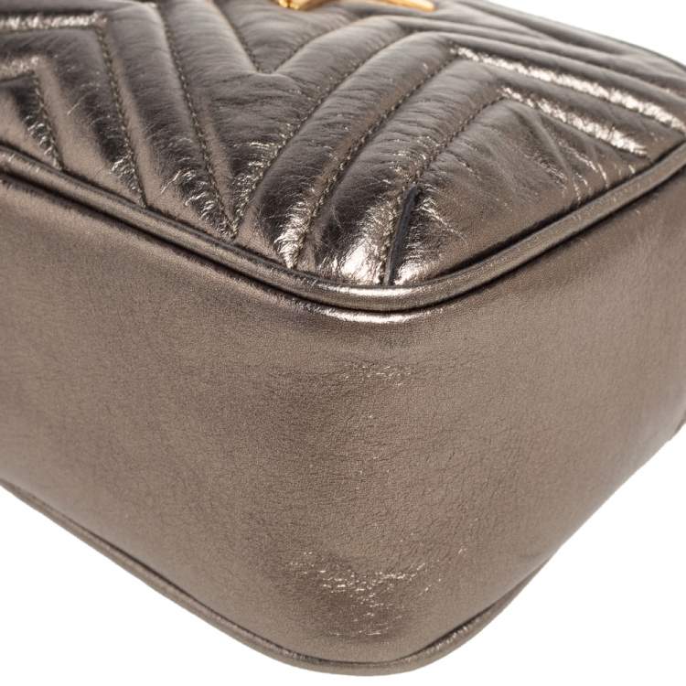 Pre Owned Stella McCartney Metallic Olive Green Quilted Faux Leather Stella Star Crossbody Bag