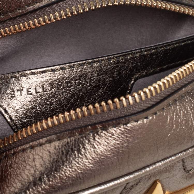Pre Owned Stella McCartney Metallic Olive Green Quilted Faux Leather Stella Star Crossbody Bag