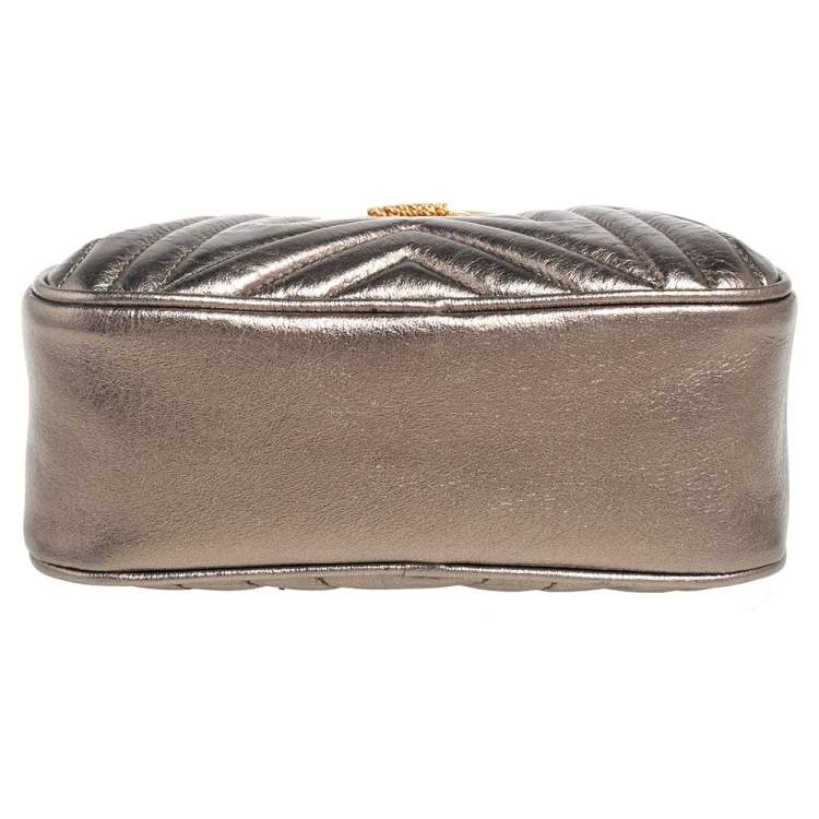 Pre Owned Stella McCartney Metallic Olive Green Quilted Faux Leather Stella Star Crossbody Bag