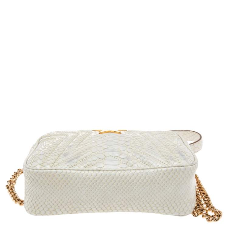 مملوكة مسبقًا Stella McCartney White Python Embossed Faux Leather Star Crossbody Bag