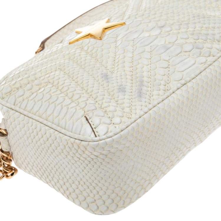 مملوكة مسبقًا Stella McCartney White Python Embossed Faux Leather Star Crossbody Bag