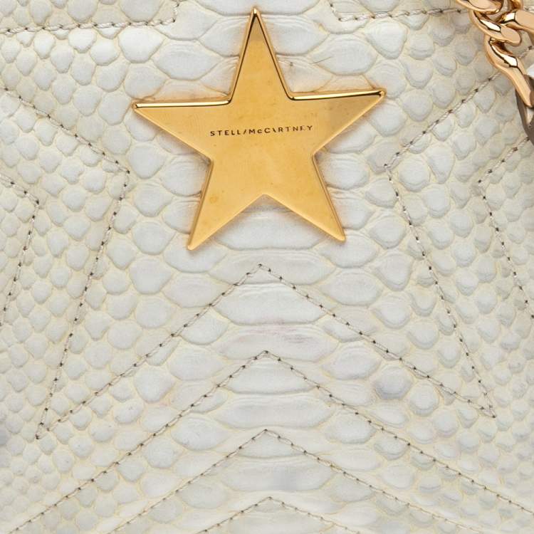 مملوكة مسبقًا Stella McCartney White Python Embossed Faux Leather Star Crossbody Bag